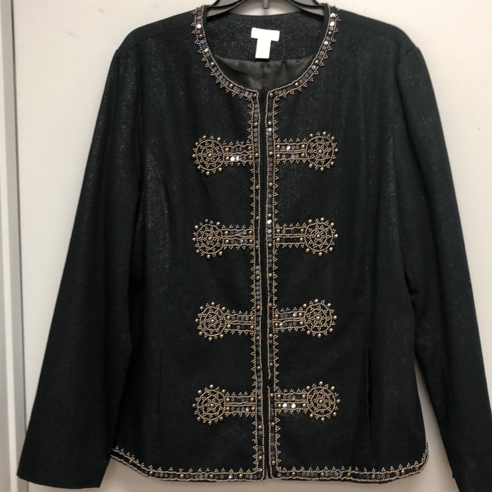 Chico’s black beaded and sequins jacket